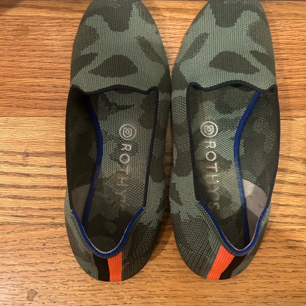 Rothy's Camouflage Flats with Orange Stripe